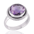 Amethyst Genuine Handmade em Sterling Silver Ring, presente maravilhoso para Teen